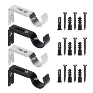 4 Pi&egrave;ces Support Tringle Rideaux - Support pour Tringle &agrave; Rideau en M&eacute;tal - Support de Rideau avec 18 Pi&egrave;ces Vis de Fixation -25 mm
