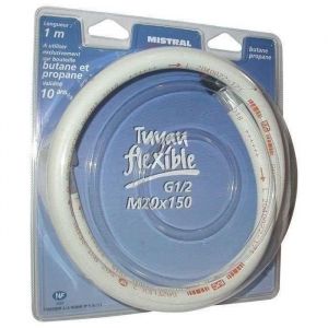 Tuyau gaz butane propane à visser - 1 m - MISTRAL GAZ - Inox - 1/2 (15x21) - Droit - Pression maximale 20 bar