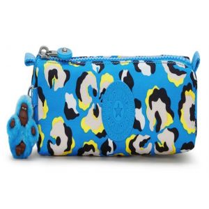 kipling Trousse à crayons bleu jaune fluo pour femme - Back To School Print Freedom Medium Pencase Leopard Floral 232611