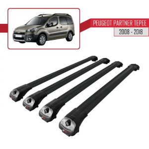 Pour Peugeot Partner Tepee 2008-2018 Barres de Toit ACE-1 Railing Porte-Bagages de voiture 4 BARRAS / Noir