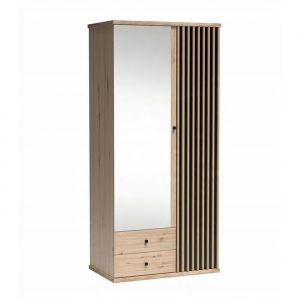 Armoire moderne Caya Lamele grande penderie avec miroir largeur 100 cm