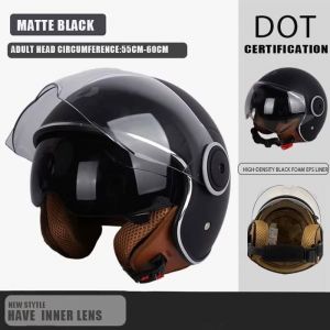 CASQUE DE MOTO AVEC VISIERE STYLE RETRO VINTAGE ITALIE VESPA NOIR MARRON DOT NEUF