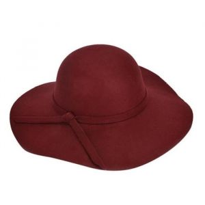 CasquetteChapeau fédoras en feutre de laine pour femmes et filles chapeau rétro doux et Vintage avec Cloche souple à - Type Wine