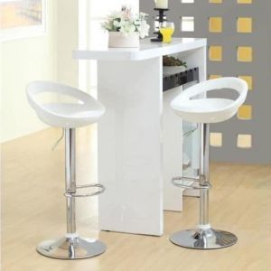 MOON Lot de 2 tabourets chaise de bar blanc ABS 59-80cm en 2 kits ABS blanc