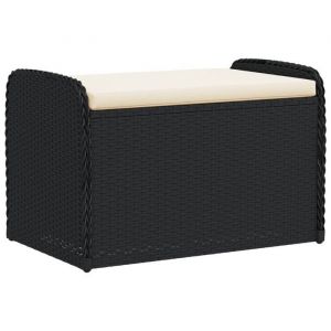@FRENCH Banquette de jardin - TOP VENTES - Banc de rangement avec coussin noir 80x51x52cm r&eacute;sine tress&eacute;e 3887292