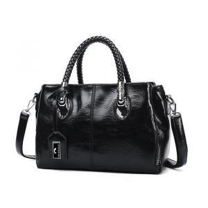 Sac a main MTOWSUC 006 Sac PU Cuir pour Femme Tendance Boston Sac &agrave; Main Vintage Sac &agrave; Bandouli&egrave;re noir