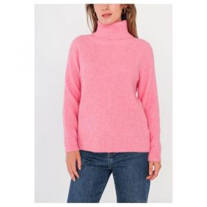 Pull col Roulé Rose Femme - Marque - Modèle - Manches longues - Coupe cintré - Col Roulé