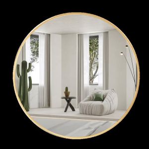 CASSILANDO de 60 cm de diamètre Miroir rond doré  miroir mural rond grand miroir de salle de bain miroir de courtoisie mural