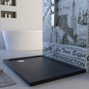 Receveur de douche rectangle acrylique Solid UltraSlim - Anthracite - 70x110x4 cm