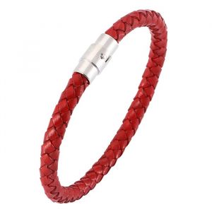 Zense - Bracelet rouge en cuir tressé pour homme ZB0258
