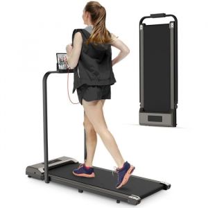 Tapis de Marche pliable - BIGZZIA - Tapis de course - Motorisé 10 Km/h - 0.75HP - Écran LCD - Ultra Fin et Silencieux - Gris