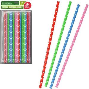 Pailles en carton - ECO - 19 cm - Motif &agrave; pois - Biod&eacute;gradables - Lot de 25