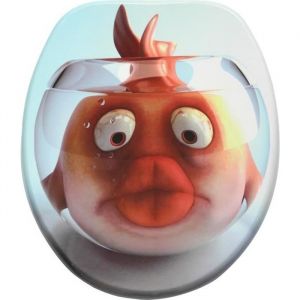Abattant WC Poisson rouge frein de chute soft close - Finition de haute qualit&eacute; - Fixation facile