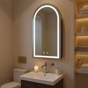 Armoire &agrave; Pharmacie LED avec Miroir Anti-Bu&eacute;e - 3 Lumi&egrave;res R&eacute;glables - Pr&ecirc;t &agrave; Poser - Fer - Miroir Salle de Bain- Noir