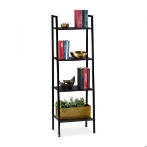 Relaxdays Etagère sur pieds Etagère en échelle 4 espaces rangement Plantes HLP: 136 x 44 x 315cm Noir Noir