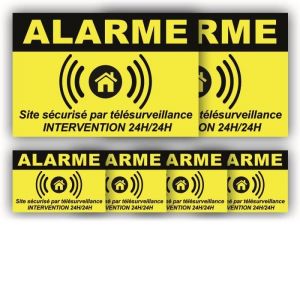 Stickers Autocollants - ANJ - Alarme Maison - Lot x6 - Plastification Anti UV - Garantie 5 ans