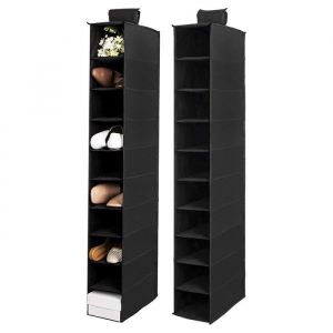 Rangement Chaussures &agrave; Suspendre Lot de 2 Etagere Suspendue avec 10 Compartiments Organisateur de Chapeau Noir
