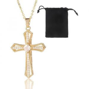 Collier de Cha&icirc;ne en CroixCha&icirc;ne Plaqu&eacute;e Or Hypoallerg&eacute;nique 18 CaratsCadeau de Bijoux de Modepour Femme Petite Amie Maman Fille