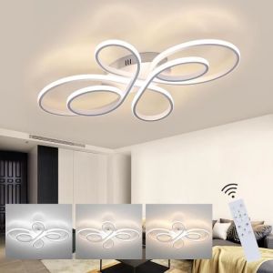 Plafonnier LED Moderne - HOMEFIRE - Blanc - 80 x 50 x 85 cm - Design papillon - Dimmable avec télécommande