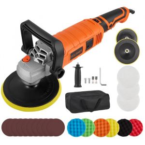 Polisseuse Orbitale 1580W pour voiture 7 vitesses r&eacute;glables lustreuse polisseuse voiture avec poign&eacute;e en D et poign&eacute;e lat&eacute;rale
