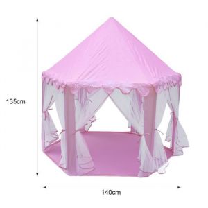Tente Ch&acirc;teau Princesse Portable Pliable Jouet Tente De Jeu Maison Ch&acirc;teau F&eacute;erique Pour Enfants -Rose