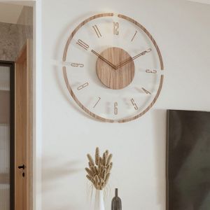 Horloge murale de style d&eacute;coratif d&eacute;coration de maison en bois vintage horloge murale ronde design ajour&eacute;horloge dart moderne