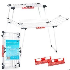 S&eacute;choir &agrave; linge pliable - JANSHOP - 22 m de s&eacute;chage - 4 ailes pliables - Construction m&eacute;tallique - Blanc - Pliage rapide