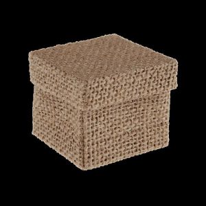 Boite à dragées jute naturelle Sachet de 4 boite contenant dragée en jute 5x5xcm