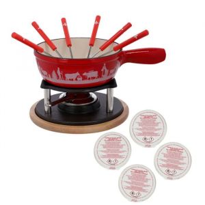 Service à fondue au fromage 6 personnes et 2 coupelles dalcool gélifié Rotel Swiss Tradition