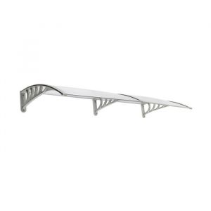 SogesHome MARQUISE - AUVENT POUR PORTE - Marquise Auvent de Porte en Polycarbonate 200 cm x 100 cm TransparentBlanc et Gris