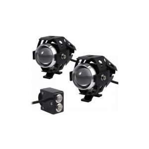 Lot de 2 phares moto LED 15W feux additionnels anti-brouillard 3000LM tanches 12-24V avec interrupteur couleurs multiples Largeight