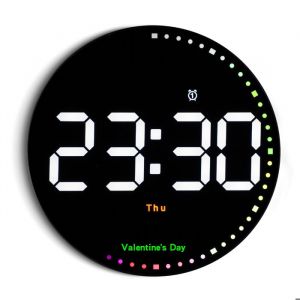 Horloge Numérique Murale 25cm LED - Aiguille Seconde Colorée/Date/Température - pour bureau maison école et salle de sport