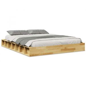 HSF&reg;Cadre de lit - sans matelas - 160x200 cm - bois massif de ch&ecirc;ne - 2 personnes - 2 PLACE czd627807