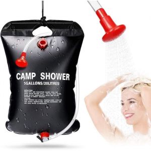 Sac de Douche Solaire Camping 20L Voyage Chauff&eacute; &agrave; L&eacute;nergie Solaire Portable Eau Chaude avec Flexible Amovible T&ecirc;te de Douche