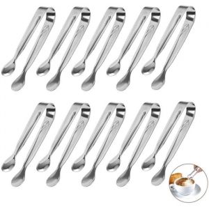 10 Pcs Pince BonbonPelle Glace Pince a Sucre Glace Inoxydable Pince pour Glace Sucre Biscuit Bar Buffet Grill