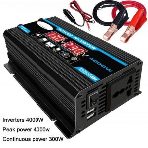 4000W 12V à 220V - Onduleur De Voiture 12v Dc À  Ac Convertisseur De Puissance Affichage Led Double Usb O