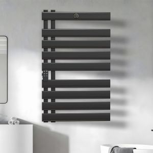 Daromigo S&egrave;che Serviette &Eacute;lectrique de salle de bain &agrave; Eau Chaude 910 x 550mm Noir Radiateur de salle CHAUFFE SERVIETTE