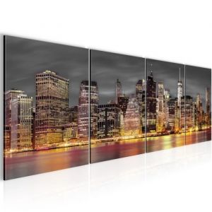 Runa art Tableau D&eacute;coration Murale La ville de New York 160x50 cm - 4 Panneaux Deco Toile Pr&ecirc;t &agrave; Accrocher 014046a