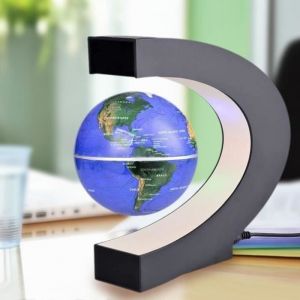 Créatif Globe Terrestre Lumineux Flottant Magnétique Levitation Globe Lamp avec Lumières LED et Base en Forme C pour Décorations
