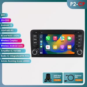 7 pouces Android 13 autoradio pour Audi A3 8P 2003-2012 S3 RS3 Carplay avec &eacute;cran tactile 2din Bluetooth rds WIFI SWC