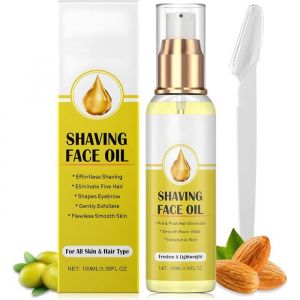 Huile Post Epilation pour Épilation et Pré et Post Rasage Kit de Dermaplaning Visage avec Rasoir Visage 100ml