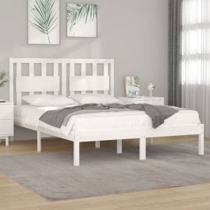 CHIC Lit adulte2 places - 120x190 cm Structure/Cadre de lit blanc Bois massif #Sara70509