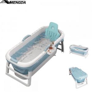 2-en-1Baignoire portable-MENGDA-Baignoire pliable-avec couvercle-Baignoire sauna-enfants et adulte-vapeur-Bleu118*60*53cm