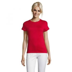Tee-shirt Femme - SOLS - Regent - Rouge - Coton Ringspun - Manches Courtes