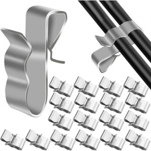 Clips C&acirc;bles Clips de Fil M&eacute;tallique Remorque Cadre de C&acirc;ble Pince en Acier Inoxydable Cavalier Cable Electrique Clips Rangement d