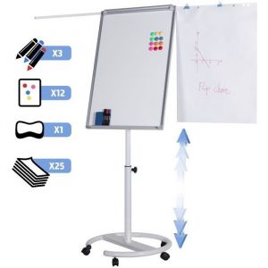 Chevalet de Conférence Jago® - sur Roulettes Hauteur Réglable 60x90 cm - Paperboard Tableau Magnétique Blanc