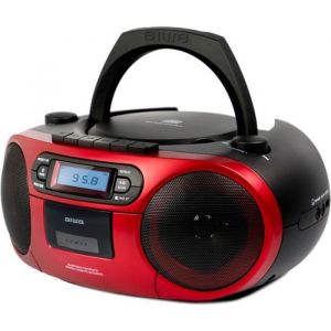 Radio hifi portable Aiwa BBTC-550RD rouge avec CD cassette Bluetooth et USB