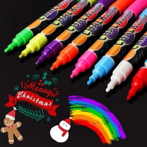 Lot de 6 Stylo Craie pour Tableaux Noirs 3mmEffacable Marqueur Fenêtre pour le VerreFeutre Craie de Tableau Blanc(3mm-8 couleurs)