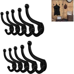 Pat&egrave;re Murale - JIANGZHA - Lot de 10 - Fonte - Noir - Style Vintage