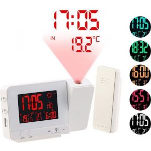 Réveil à projection et station météo sans fil 2 en 1 - Blanc